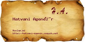 Hatvani Agenór névjegykártya